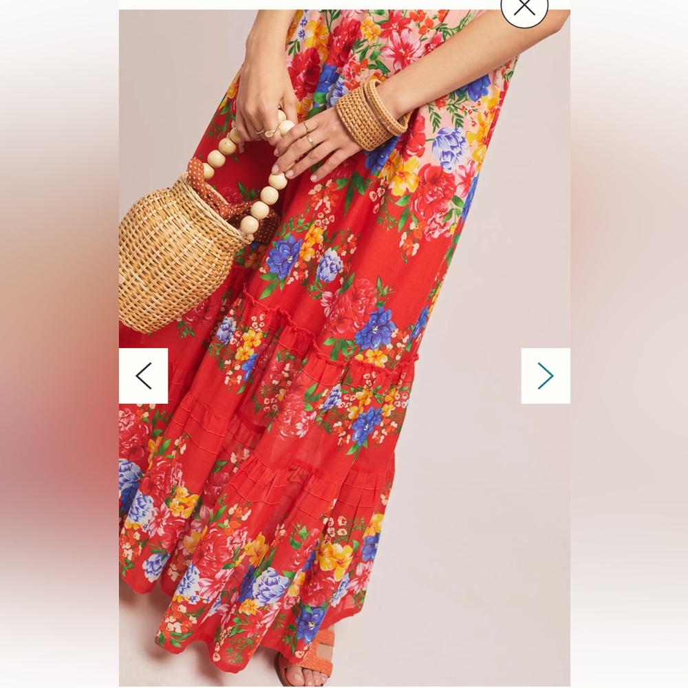 NWT Anthropologie Vineet Bahl Atacama Beaded Floral Tiered Maxi Dress 8 $290 - Picture 2 of 11